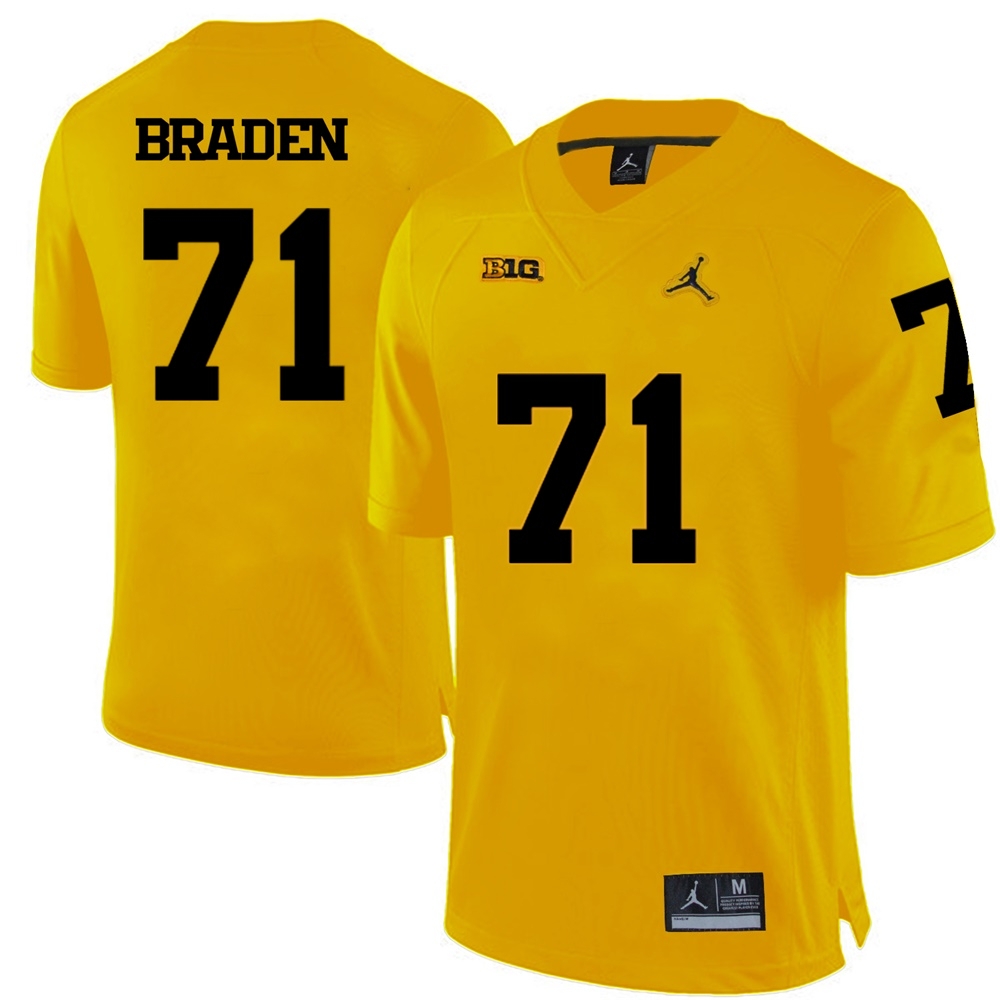 Michigan Wolverines Men's NCAA Ben Braden #71 Yellow College Football Jersey DPM5649QP